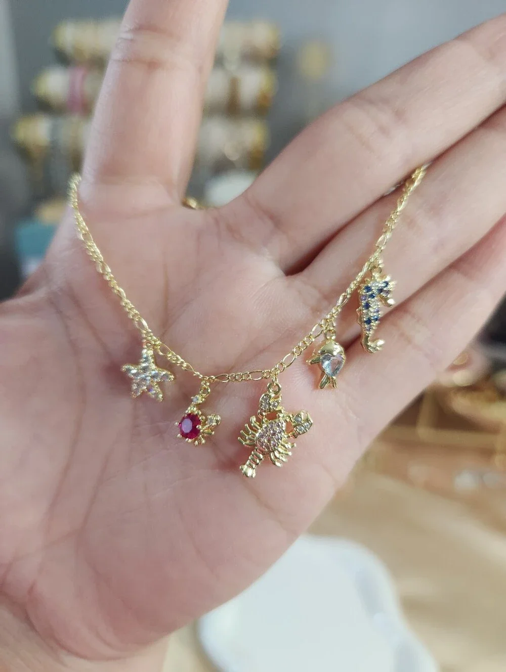 18k Gold Plated Multi Charm Bracelet